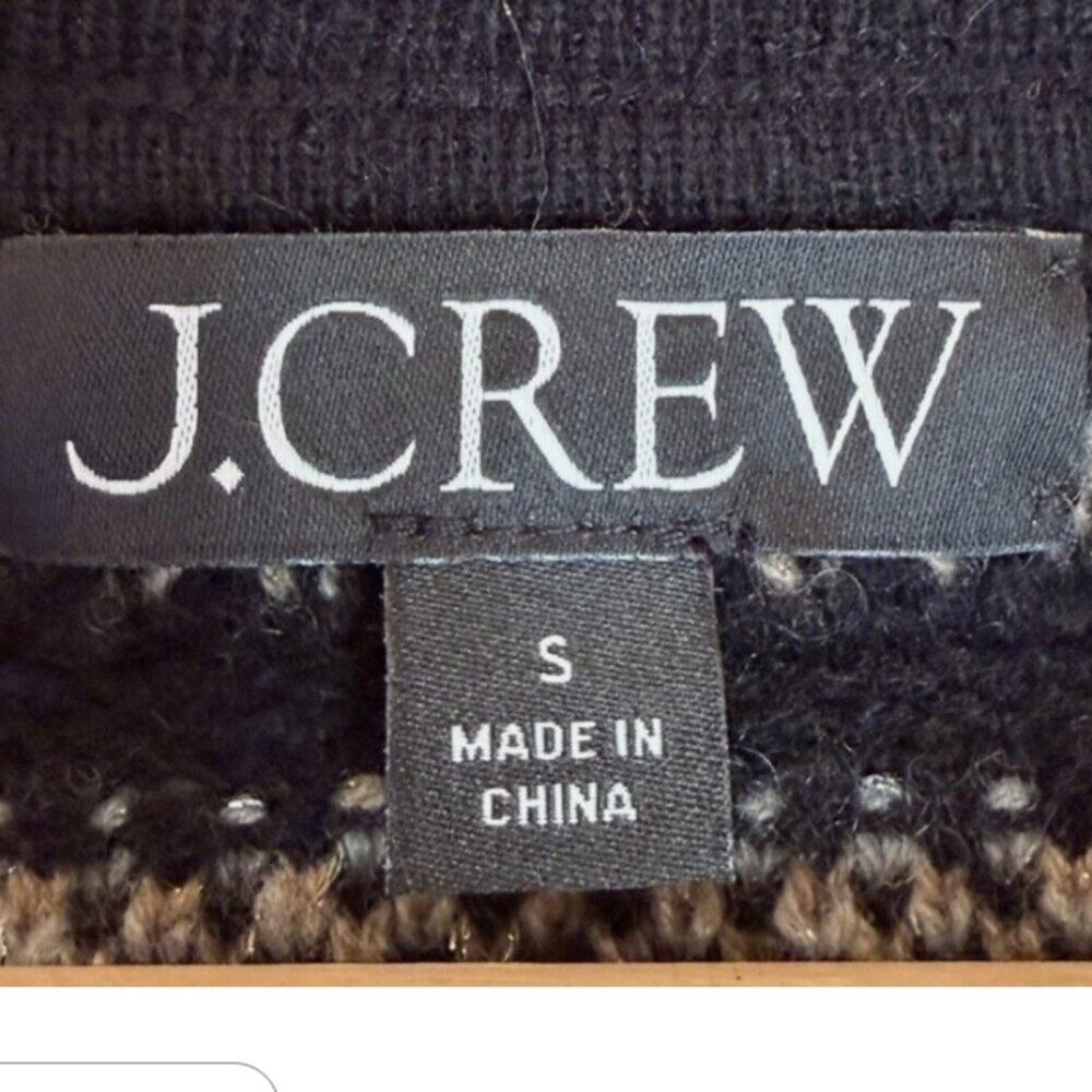 J.Crew fair isle cashmere cardigan rhinestone jewel buttons sweater size S - Picture 11 of 13